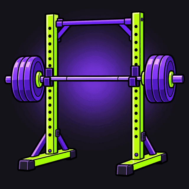 Illustration of a squat rack with a loaded barbell
